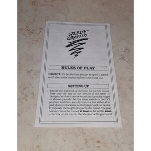 Speedy Graffiti Game Replacement Piece Instructions